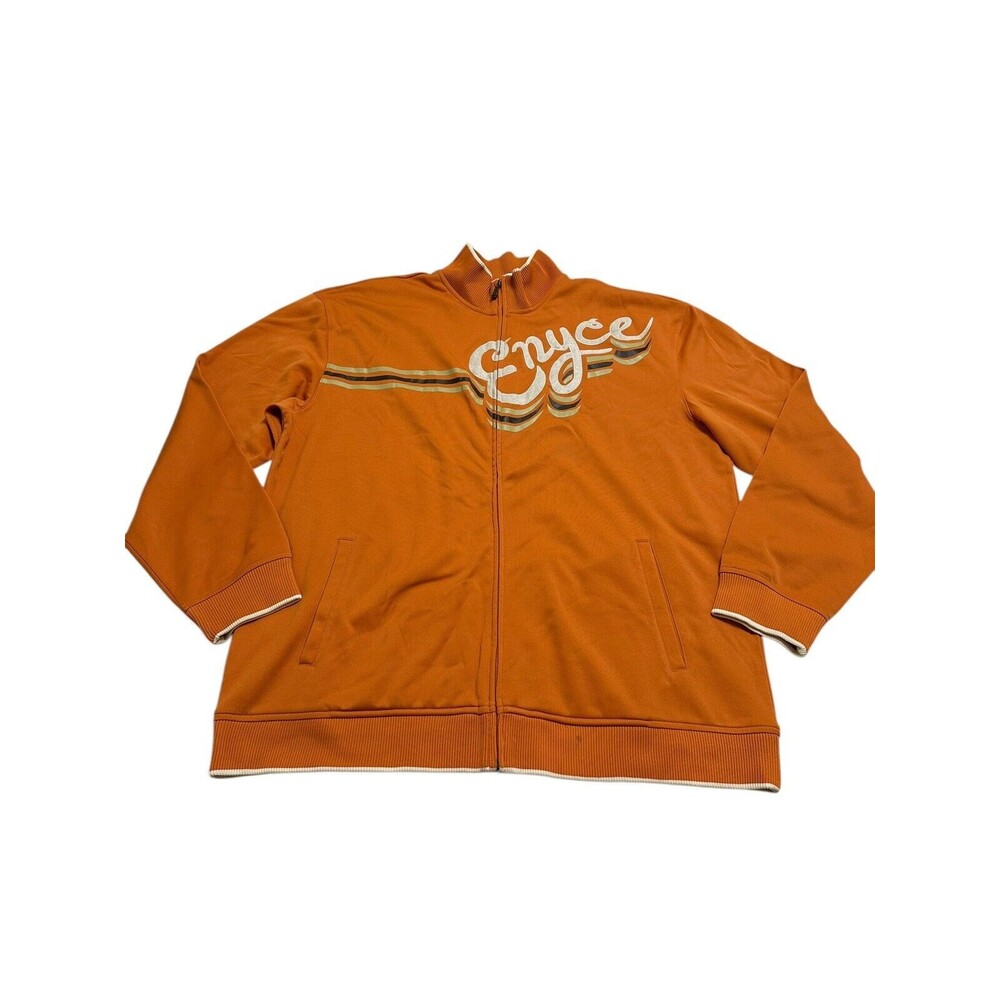 Vintage ENYCE Track‎ Jacket Size 3XL Full Zip Up Mock Neck Graphic Orange #W3-4